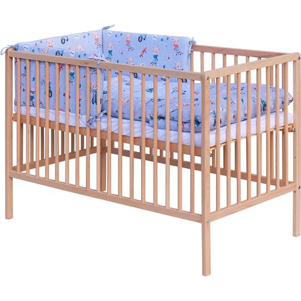 SCARLETT DĚTSKÁ POSTÝLKA S KOMPLETNÍ VÝBAVOU SCARLETT 120 X 60 CM - PEKO - MODRÁ - DŘEVĚNÉ POSTÝLKY - SPINKÁNÍ