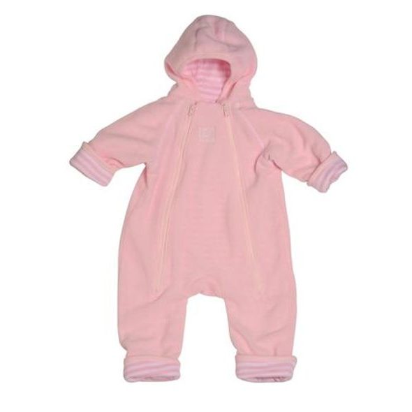 ZIP'UP™ KOMBINÉZA FLEECE 0-4M HNĚDÁ, RŮŽOVO-BÍLÉ PROUŽKY - ZIMNÍ KOMBINÉZY - PRO DĚTI