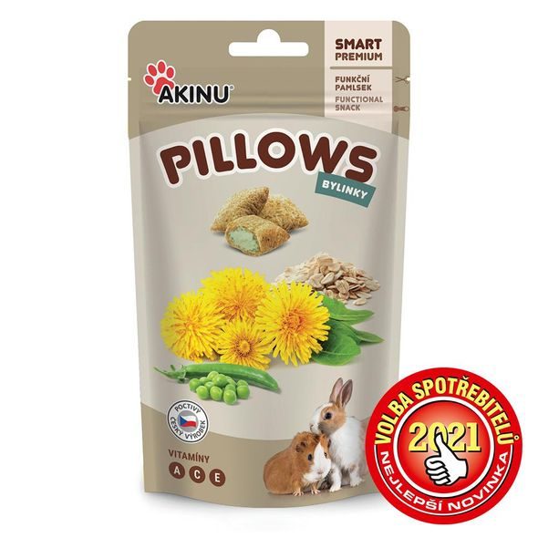 AKINU PILLOWS POLŠTÁŘKY S BYLINKAMI PRO HLODAVCE 40G - KRMIVO - CHOVATELSKÉ POTŘEBY MALVÍKZOO