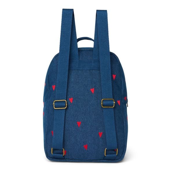 STUDIO NOOS DENIM MIDI BACKPACK - BATŮŽEK | DARK BLUE RED HEARTS - BATOHY A TAŠKY - PRO DĚTI