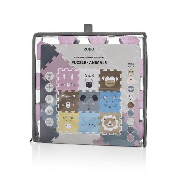 ZOPA PĚNOVÁ PODLOŽKA PUZZLE 30X30 CM 9KS - HRACÍ PODLOŽKY NA ZEM - SPINKÁNÍ