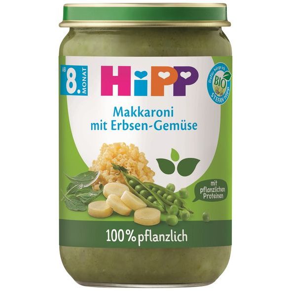 HIPP BIO MAKARÓNY SE ZELENINOU, HRÁŠKEM A HRÁŠKOVÝM PROTEINEM 220 G - MASO/ZELENINA - KRMENÍ