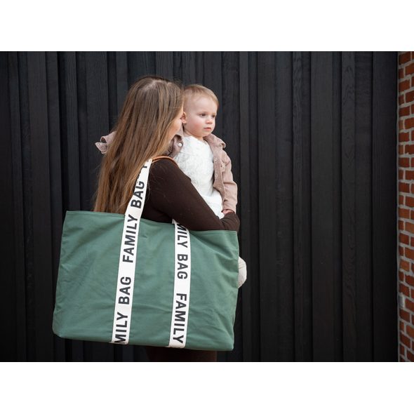 CHILDHOME CESTOVNÍ TAŠKA FAMILY BAG CANVAS GREEN - CESTOVNÍ TAŠKY NA KOČÁREK - KOČÁRKY A PŘÍSLUŠENSTVÍ