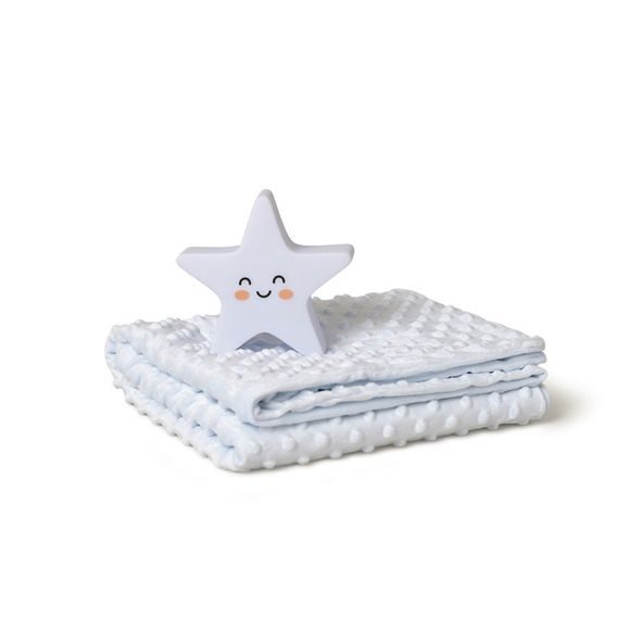 INTERBABY SET DEKA MĚKKÁ KULIČKY 80X110 + LAMPIČKA HVĚZDA - MODRÁ - DĚTSKÉ DEKY PRO MIMINKA - SPINKÁNÍ