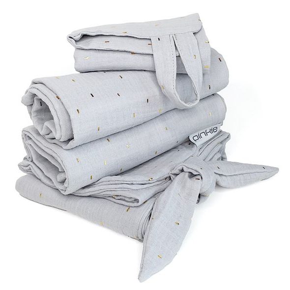 PINKIE SET MUSLIN GREY VELKÝ - LÁTKOVÉ PLENY ALL IN ONE - PŘEBALOVÁNÍ