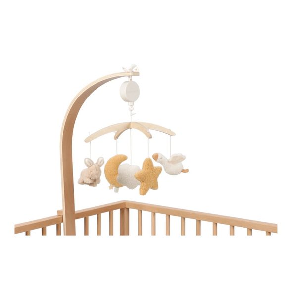 LITTLE DUTCH HUDEBNÍ KOLOTOČ DŘEVĚNÝ NEWBORN NATURALS - FARMA - PRO DĚTI