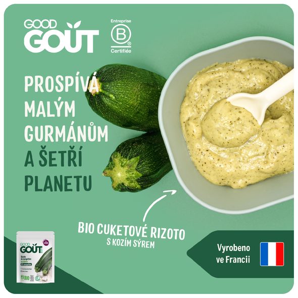 GOOD GOUT BIO CUKETOVÉ RIZOTO S KOZÍM SÝREM 190 G - MASO/ZELENINA - KRMENÍ