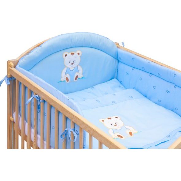 SCARLETT POSTÝLKA 120X60CM S KOMPLETNÍ VÝBAVOU MÉĎA MODRÁ - DŘEVĚNÉ POSTÝLKY - SPINKÁNÍ