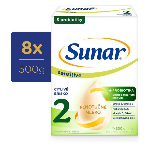 SUNAR SENSITIVE 2 POKRAČOVACÍ KOJENECKÉ MLÉKO 500G - EXPIRACE 8.4.2026 - KOJENECKÁ MLÉKA - KRMENÍ