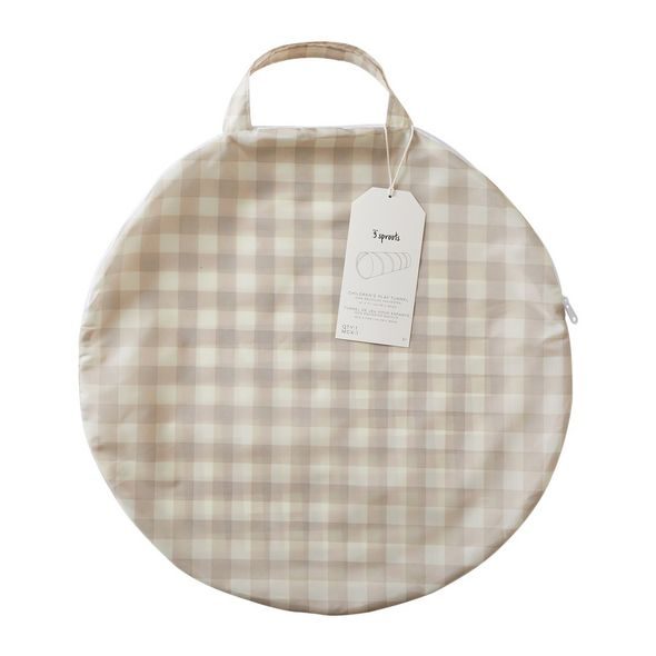 3 SPROUTS DĚTSKÝ TUNEL RECYCLED GINGHAM BEIGE - SENZORICKÉ HRAČKY - PRO DĚTI