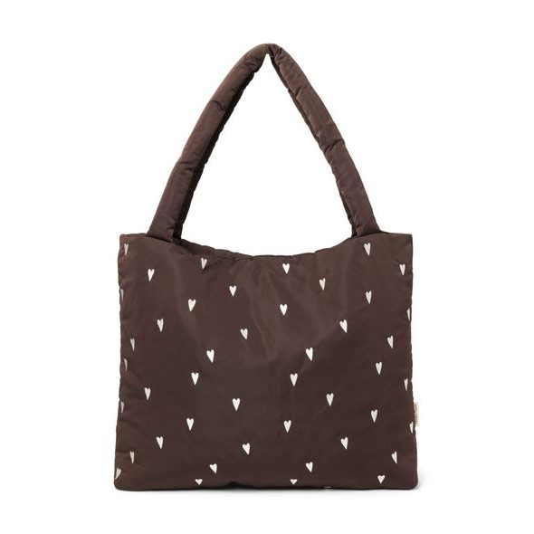 STUDIO NOOS PUFFY MOM BAG BROWN HEARTS - ORGANIZÉRY A KOŠÍKY - KOČÁRKY A PŘÍSLUŠENSTVÍ