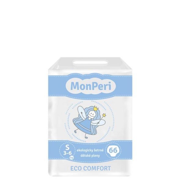 MONPERI ECO COMFORT S 3–6KG - 66KS EKO JEDNORÁZOVÉ DĚTSKÉ PLENKY (VELIKOST 2) - JEDNORÁZOVÉ PLENY - PŘEBALOVÁNÍ