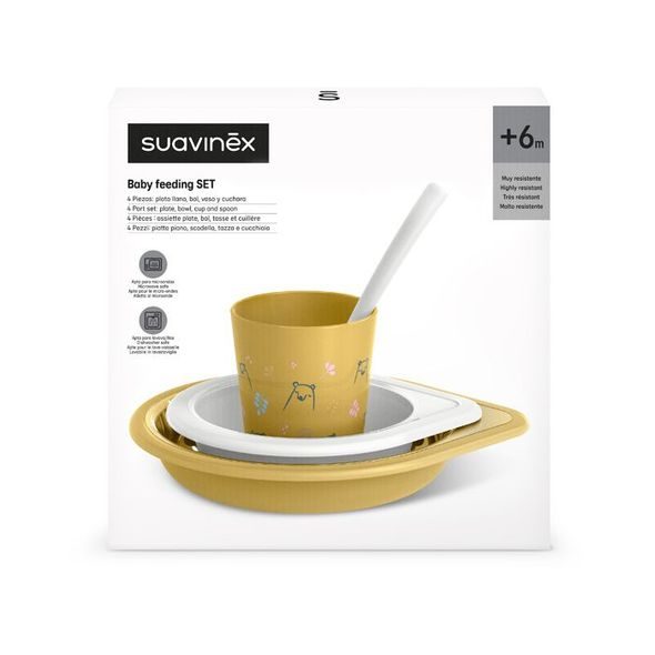 SUAVINEX JÍDELNÍ SET BEAR +6 M - MISKY, TALÍŘKY A PODLOŽKY - KRMENÍ