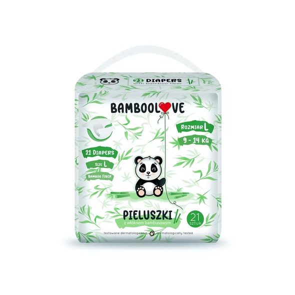 BAMBOOLOVE PLENY JEDNORÁZOVÉ BAMBUS VEL. L 9-14 KG 21 KS - JEDNORÁZOVÉ PLENY - PŘEBALOVÁNÍ