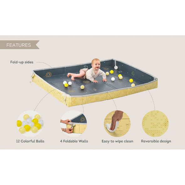 TAF TOYS HRACÍ PODLOŽKA PĚNOVÁ S MÍČKY BLUE YELLOW - HRACÍ PODLOŽKY NA ZEM - SPINKÁNÍ