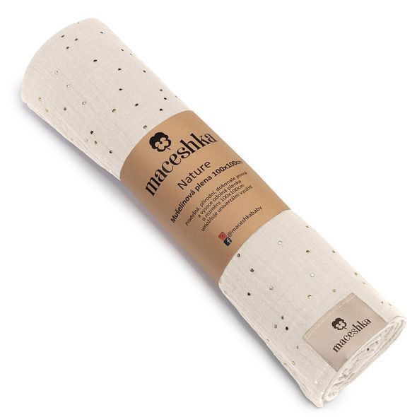 MACESHKA MUŠELÍNOVÁ PLENA NATURE SE ZLATÝM PUNTÍKEM - ZAVINOVACÍ PLENY / OSUŠKY VELKÉ - PŘEBALOVÁNÍ