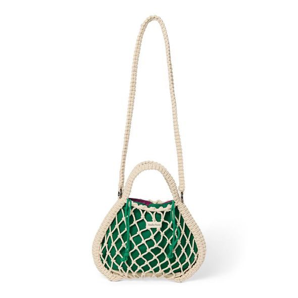 STUDIO NOOS MACRAME MINI HAND BAG NATURAL & PURPLE GREEN SÍŤKA - DOPLŇKY - PRO MAMINKY