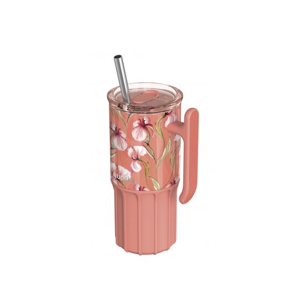 QUOKKA NEREZOVÝ TERMOHRNEK S BRČKEM UMI FLORAL CORAL 720 ML - TERMOOBALY A TERMOSKY - KRMENÍ