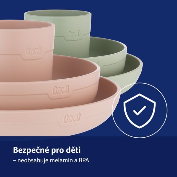 LOVI SADA NÁDOBÍ S HRNEČKEM 3KS PISTACHIO - MISKY, TALÍŘKY A PODLOŽKY - KRMENÍ