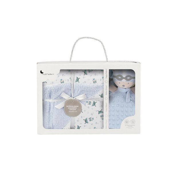 INTERBABY DEKA BERÁNEK & PADÁK + PŘÍTULKA - MODRÁ - DĚTSKÉ DEKY PRO MIMINKA - SPINKÁNÍ