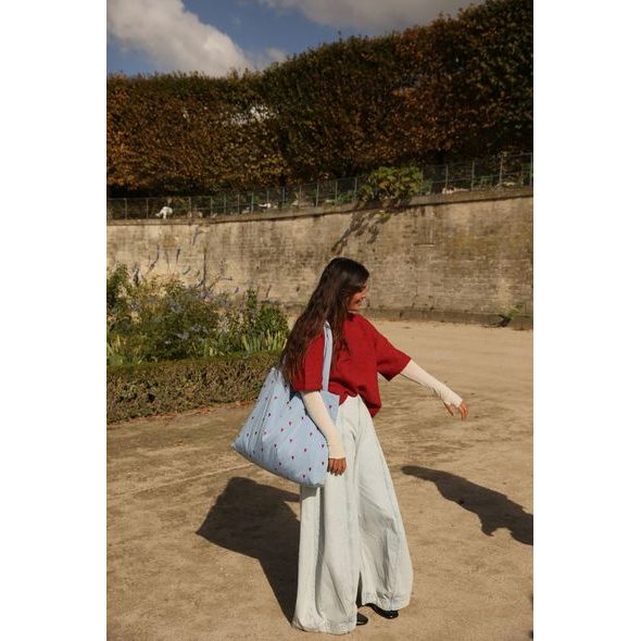 STUDIO NOOS PUFFY MOM BAG LIGHT BLUE HEARTS - ORGANIZÉRY A KOŠÍKY - KOČÁRKY A PŘÍSLUŠENSTVÍ