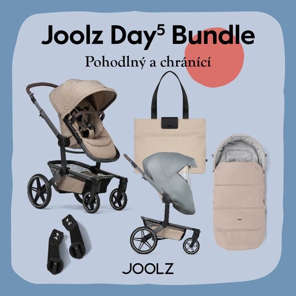 JOOLZ DAY5 KOMPLETNÍ SET 2025 + ADAPTÉRY + TAŠKA + FUSAK + PLÁŠTĚNKA - DVOJKOMBINACE - KOČÁRKY A PŘÍSLUŠENSTVÍ