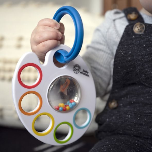 BABY EINSTEIN KOUSÁTKO S HRKÁLKOU S C KROUŽKY SHAKE, RATTLE & SOOTHE™ 0M+ - KOUSÁTKA - PRO DĚTI