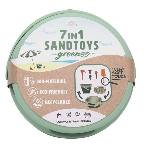 COMPACTOYS SKLÁDACÍ SADA NA PÍSEK 7V1 ZELENÁ - HRAČKY NA PÍSEK - PRO DĚTI