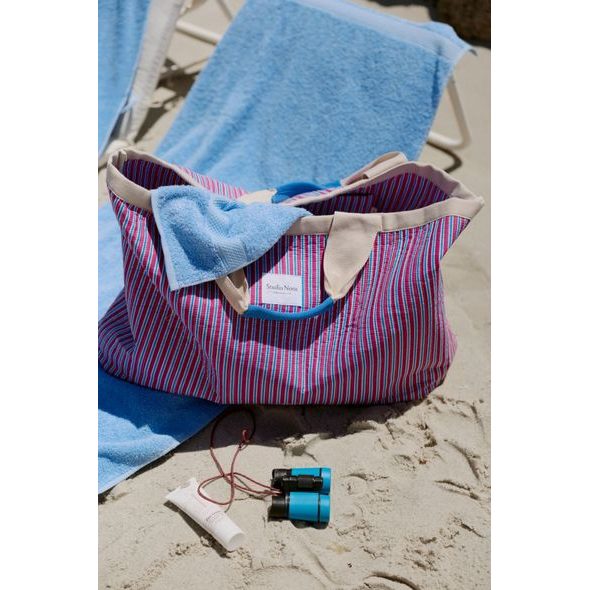STUDIO NOOS POPLIN BEACH BAG PLÁŽOVÁ TAŠKA RASBERRY STRIPED - DOPLŇKY - PRO MAMINKY