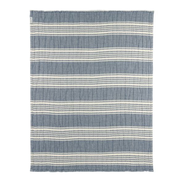MEYCO DEKA Z PŘEDEPRANÉHO MUŠELÍNU A ŽAKÁRU 100X150 - STRIPE INDIGO - DĚTSKÉ DEKY PRO MIMINKA - SPINKÁNÍ