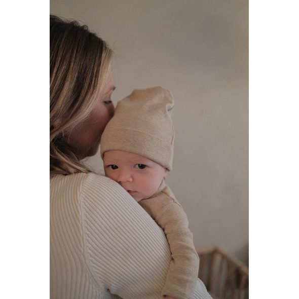 LODGER ČEPICE MELANGE BEIGE VEL. 0 - 6 MĚSÍCŮ - ČEPIČKY A KLOBOUČKY - PRO DĚTI
