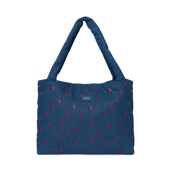 STUDIO NOOS DENIM MOM BAG | DARK BLUE RED HEARTS - DOPLŇKY - PRO MAMINKY