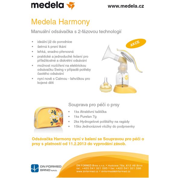 MEDELA HARMONY - DVOUFÁZOVÁ MANUÁLNÍ ODSÁVAČKA AKCE - ODSÁVAČKY MATEŘSKÉHO MLÉKA - KRMENÍ