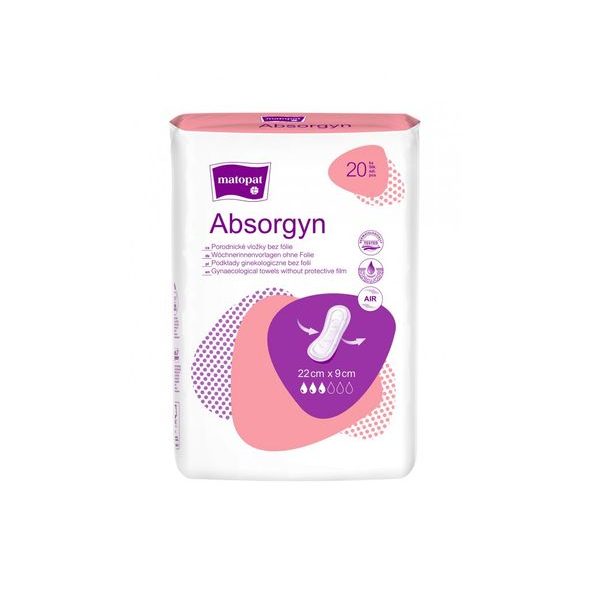 ABSORGYN POPORODNÍ GYNEKOLOGICKÉ VLOŽKY BEZ FOLIE 22X9CM 20KS - POPORODNÍ VLOŽKY - PRO MAMINKY