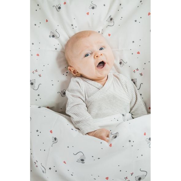 ENIE BABY POVLEČENÍ BAVLNĚNÉ MYŠKY 100X135 A 40X60 CM - POVLEČENÍ DO POSTÝLKY - SPINKÁNÍ