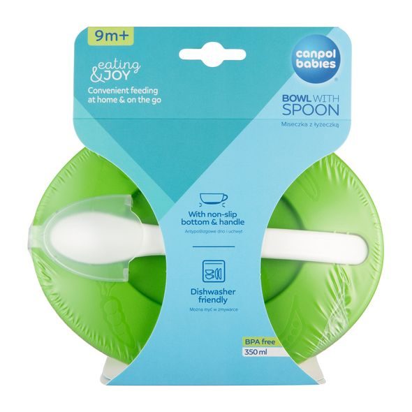 CANPOL BABIES MISKA S LŽIČKOU ZELENÁ - MISKY, TALÍŘKY A PODLOŽKY - KRMENÍ