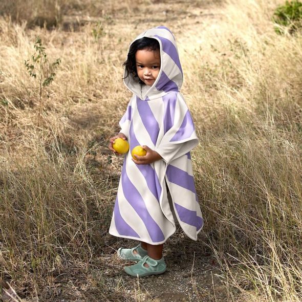 LÄSSIG PONČO STRIPES PURPLE/SEA SALT - UV OBLEČENÍ - PRO DĚTI