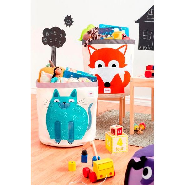 3 SPROUTS KOŠ NA HRAČKY CAT BLUE - BOXY NA HRAČKY - SPINKÁNÍ