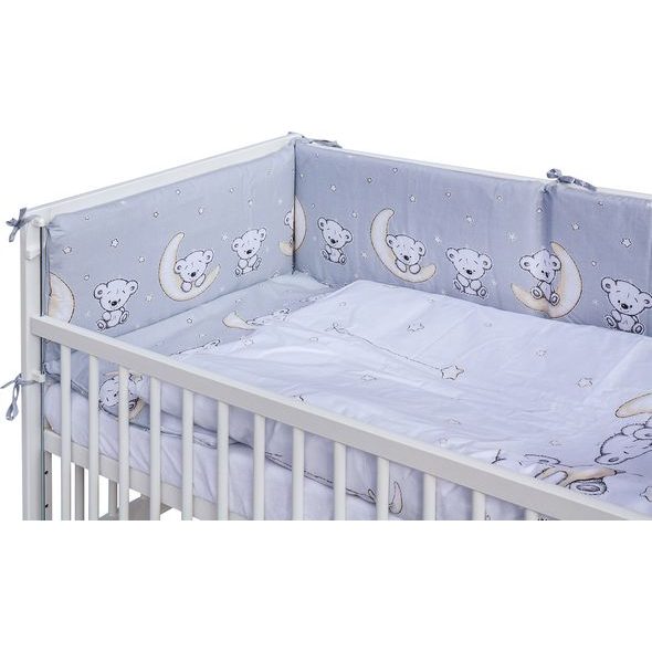 SCARLETT DĚTSKÁ POSTÝLKA S KOMPLETNÍ VÝBAVOU SCARLETT 120 X 60 CM - TORO - ŠEDÁ - DŘEVĚNÉ POSTÝLKY - SPINKÁNÍ