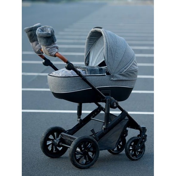 RUKAVICE NA KOČÁREK FUR GREY - RUKÁVNÍKY NA KOČÁREK - KOČÁRKY A PŘÍSLUŠENSTVÍ