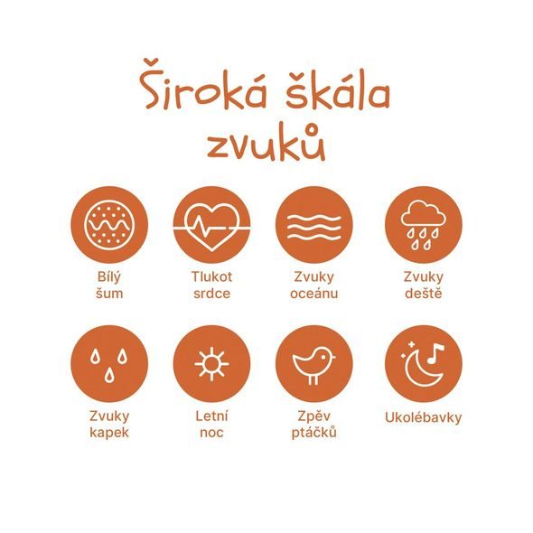 ZOPA PŘENOSNÝ USÍNACÍ MODUL PREMIUM S LED SVĚTLEM, BÍLÝM ŠUMEM A ZVUKY - NOČNÍ SVĚTLA - SPINKÁNÍ