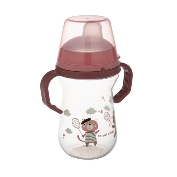 CANPOL BABIES HRNEČEK SE SILIKONOVÝM PÍTKEM FIRSTCUP BONJOUR PARIS 250ML RŮŽOVÝ - DĚTSKÉ HRNEČKY - KRMENÍ