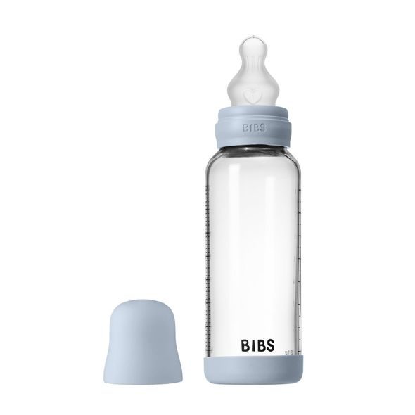 BIBS ANTIKOLIKOVÁ SKLENENÁ FĽAŠA SO SILIKÓNOVÝM CUMLÍKOM 240ML - KOJENECKÉ LAHVE - KRMENÍ