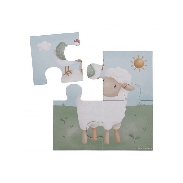 LITTLE DUTCH PUZZLE 4V1 FARMA - STAVEBNICE A PUZZLE - PRO DĚTI