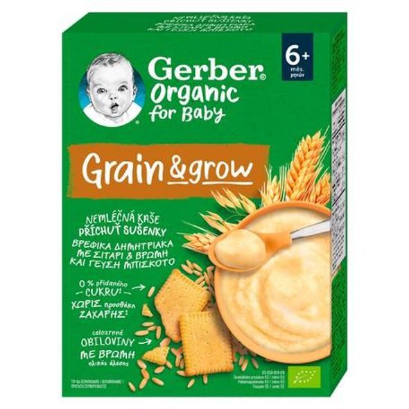 GERBER ORGANIC NEMLÉČNÁ KAŠE S PŘÍCHUTÍ SUŠENKY 200G - KAŠE - KRMENÍ