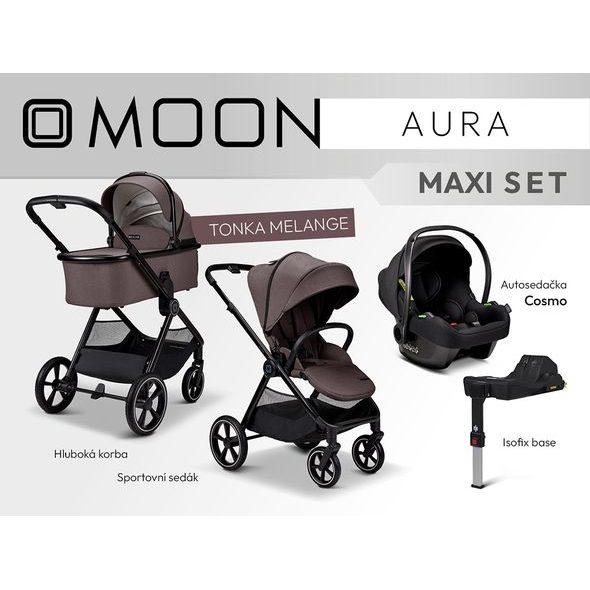 MOON AURA - MAXI TONKA MELANGE - KOMBINACE S PŘÍSLUŠENSTVÍM - KOČÁRKY A PŘÍSLUŠENSTVÍ