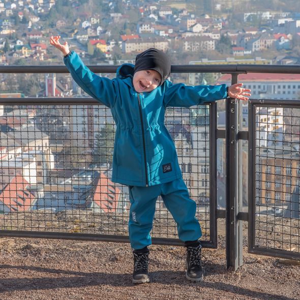 ESITO ROSTOUCÍ SOFTSHELLOVÉ KALHOTY SPORT PETROL - 86 / PETROLEJOVÁ - KALHOTKY A TEPLÁČKY - PRO DĚTI