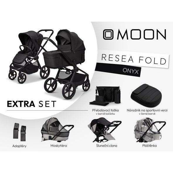MOON RESEA FOLD EXTRA SET - ONYX - KOMBINACE S PŘÍSLUŠENSTVÍM - KOČÁRKY A PŘÍSLUŠENSTVÍ