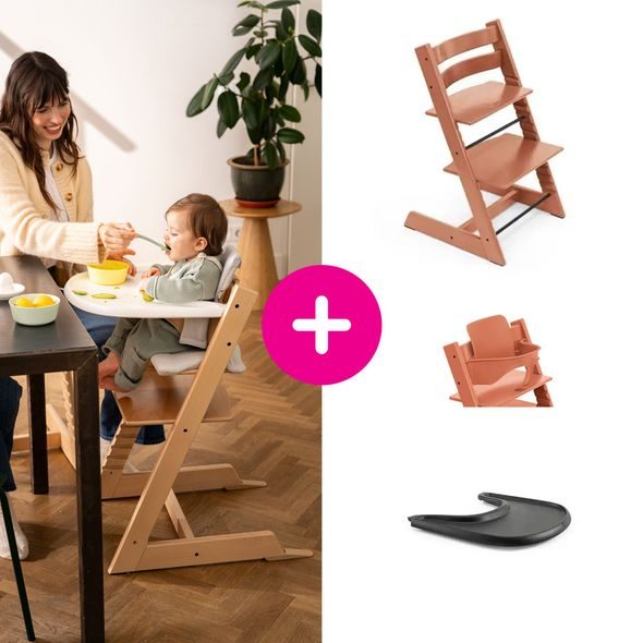STOKKE® TRIPP TRAPP® + BABY SET + PULT ZVÝHODNĚNÁ SADA - JÍDELNÍ ŽIDLIČKY DŘEVĚNÉ - KRMENÍ