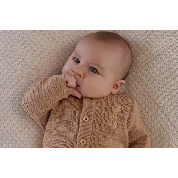 LITTLE DUTCH KARDIGAN PLETENÝ SAFARI FRIENDS SOFT TAN VEL. 74 - KABÁTKY, MIKINKY - PRO DĚTI